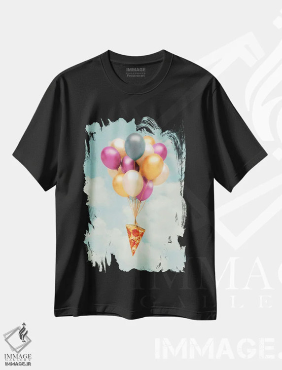 تیشرت مشکی طرح دار "بادکنک های پیتزا"، هنر دیجیتال اثر یوناس لوس | immage.ir