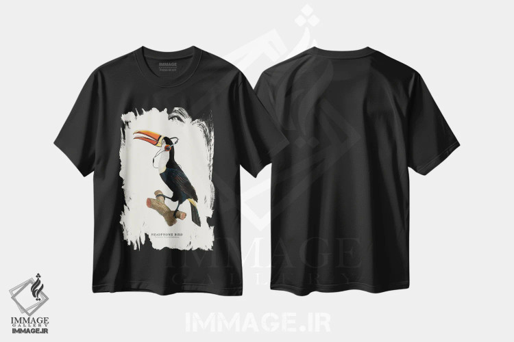 تیشرت مشکی طرح دار "پرنده هدفون"، دکوراسیون جایگزین اثر یوناس لوس | immage.ir