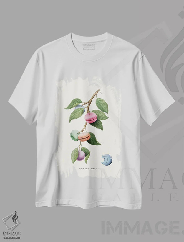 تیشرت سفید طرح دار "کارخانه ماکارون"، هنر دیجیتال اثر یوناس لوس | فروشگاه ایماژ