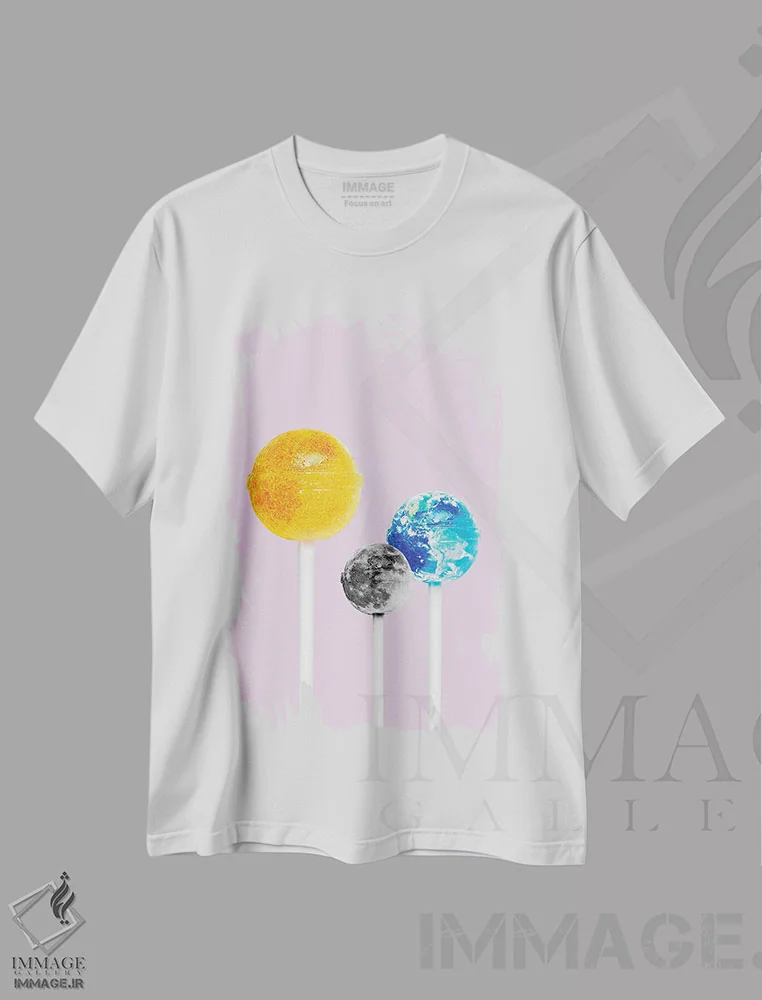 تیشرت سفید طرح دار "سیستم لولی"، هنر دیجیتال اثر یوناس لوس | immage.ir
