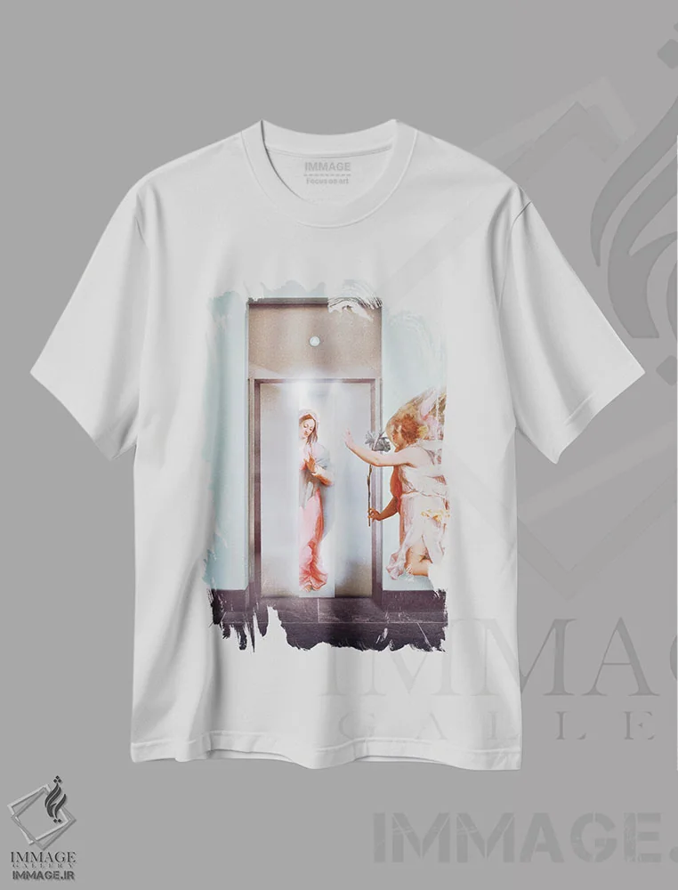 تیشرت سفید طرح دار "در حال بالا رفتن"، هنر دیجیتال اثر یوناس لوس | immage.ir