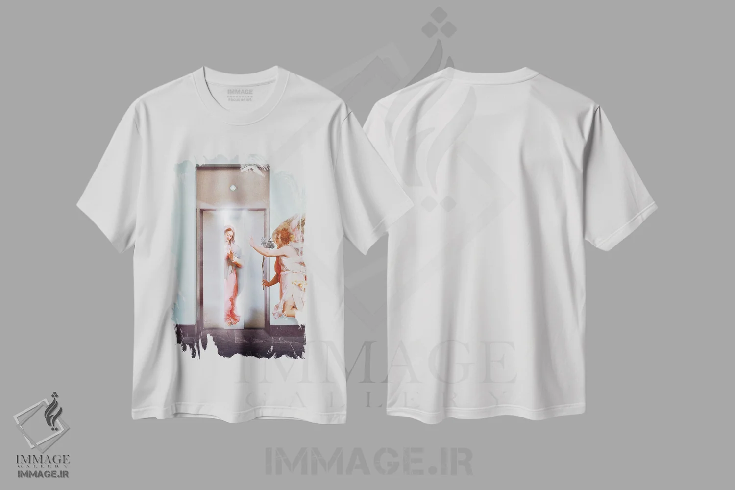 تیشرت سفید طرح دار "در حال بالا رفتن"، هنر دیجیتال اثر یوناس لوس | immage.ir