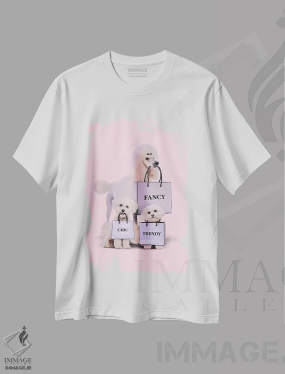 تیشرت سفید طرح دار "سگ های مد"، هنر دیجیتال اثر یوناس لوس | فروشگاه ایماژ