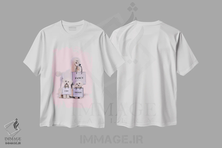 تیشرت سفید طرح دار "سگ های مد"، هنر دیجیتال اثر یوناس لوس | فروشگاه ایماژ