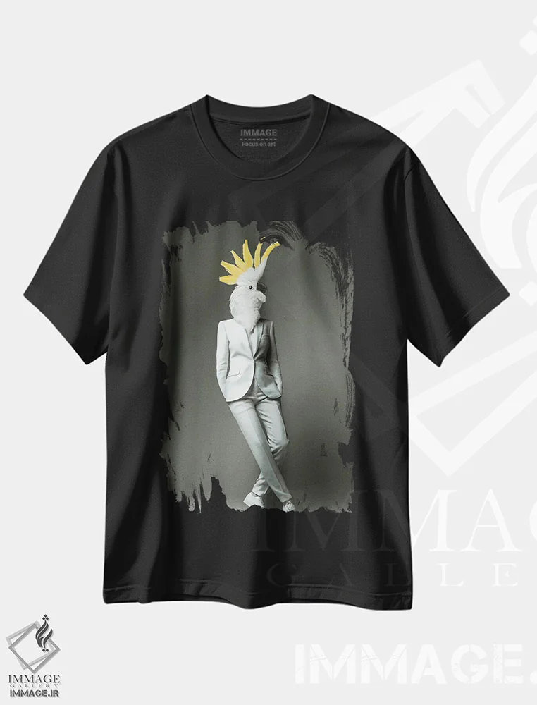 تیشرت مشکی طرح دار "کاکاتو مد"، مدیوم اثر یوناس لوس | فروشگاه ایماژ