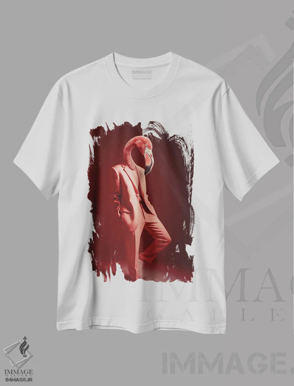 تیشرت سفید طرح دار "فلامینگو مد"، مدیوم اثر یوناس لوس | فروشگاه ایماژ