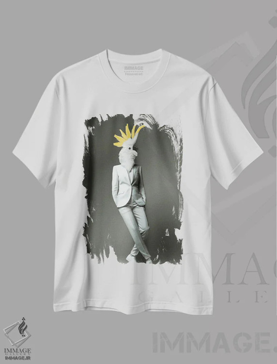 تیشرت سفید طرح دار "کاکاتو مد"، مدیوم اثر یوناس لوس | immage.ir