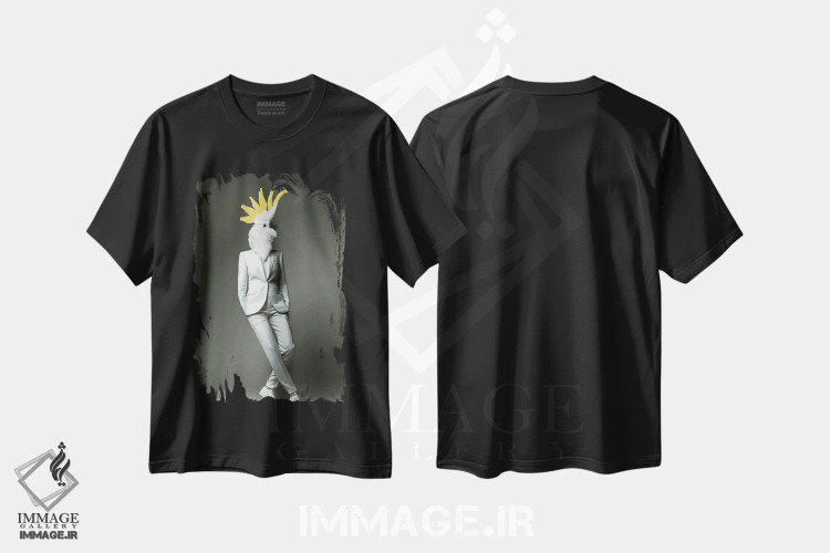 تیشرت مشکی طرح دار "کاکاتو مد"، مدیوم اثر یوناس لوس | فروشگاه ایماژ