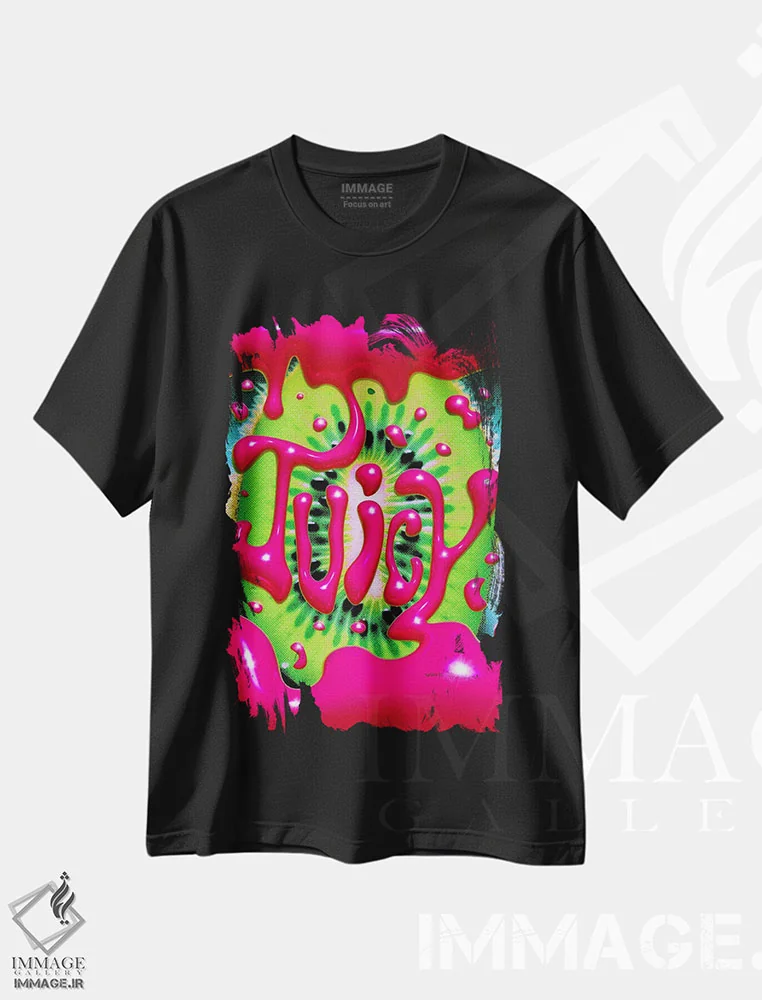 تیشرت مشکی طرح دار "کیوی آبدار"، تزئینی اثر یوناس لوس | فروشگاه ایماژ