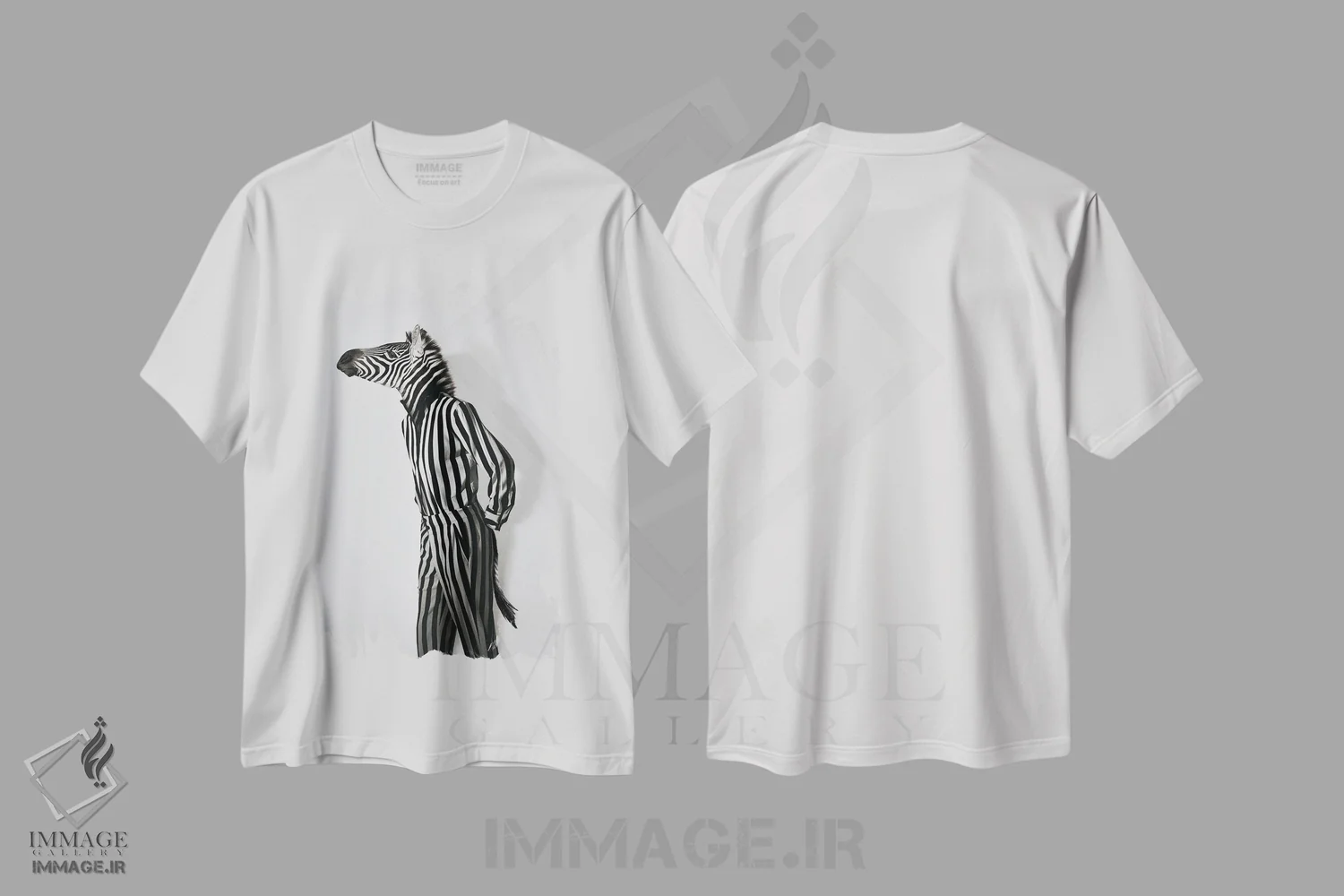 تیشرت سفید طرح دار "گورخر مد"، مدیوم اثر یوناس لوس | فروشگاه ایماژ