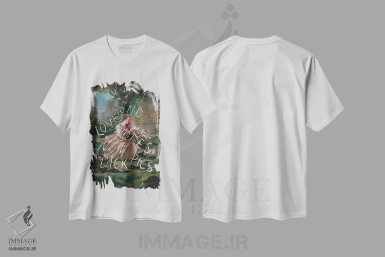 تیشرت سفید طرح دار "یادداشت های عاشقانه"، هنر دیجیتال اثر یوناس لوس | immage.ir