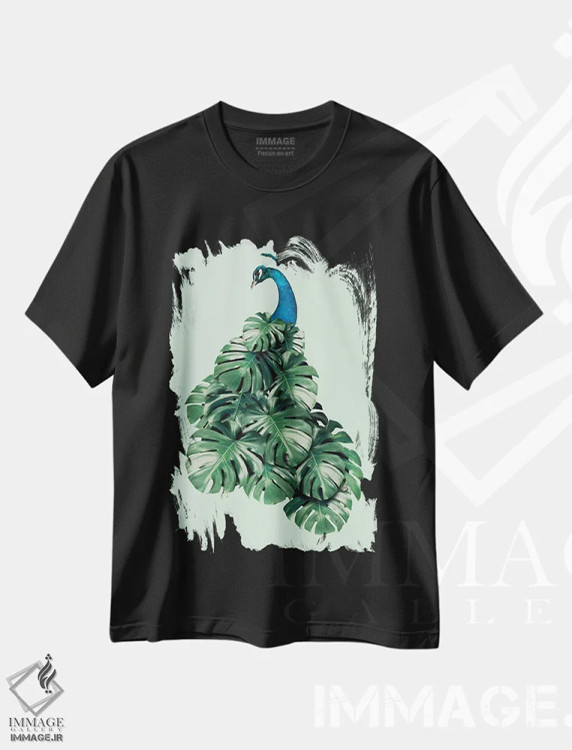 تیشرت مشکی طرح دار "پرنده مونسترا"، عکاسی ترکیبی اثر یوناس لوس | فروشگاه ایماژ