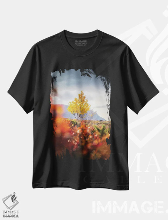 تیشرت مشکی طرح گل و گیاه ,تیشرت طرح دار تنها اثر لاری لوهی فروشگاه ایماژ