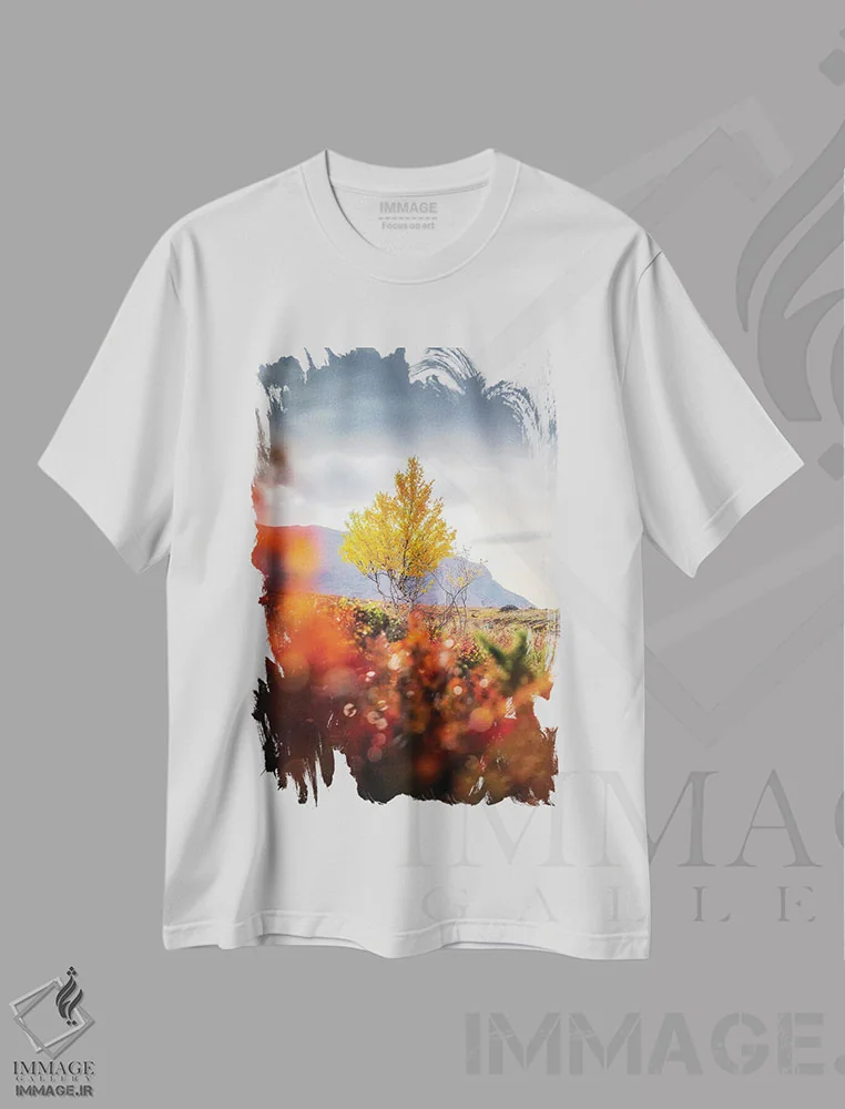 تیشرت سفید طرح گل و گیاه ,تیشرت طرح دار تنها اثر لاری لوهی immage.ir