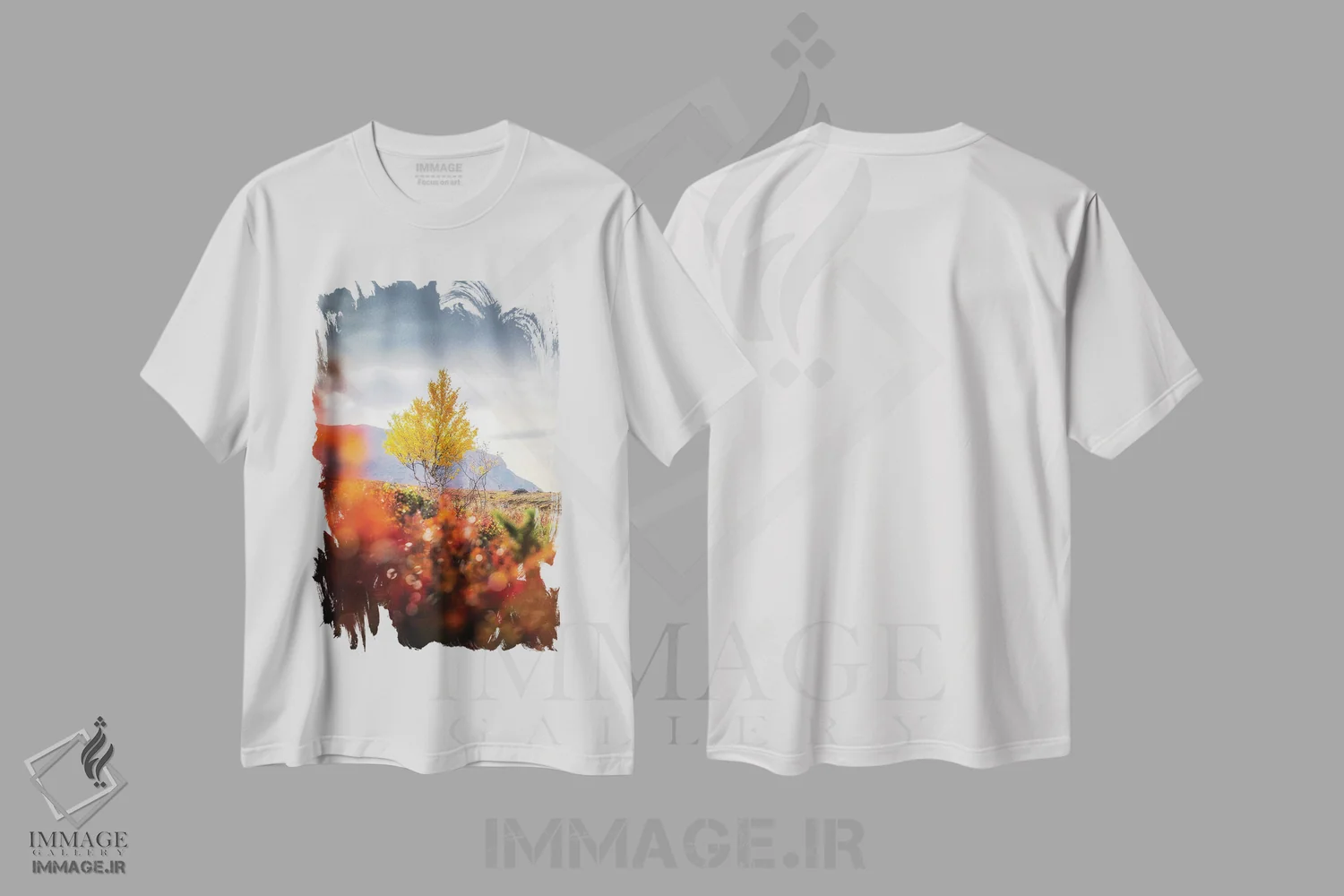 تیشرت سفید طرح گل و گیاه ,تیشرت طرح دار تنها اثر لاری لوهی immage.ir