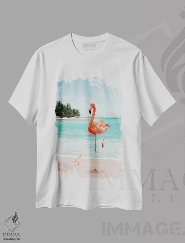 تیشرت سفید طرح دار – تیشرت طنز ,"فلامینگویی که می خواهد باشد" اثر یوناس لوس فروشگاه ایماژ