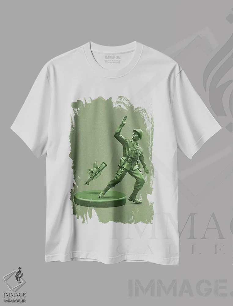 تیشرت سفید طرح دار – تیشرت پاپ آرت ,"سرباز اسباب بازی" اثر یوناس لوس فروشگاه ایماژ