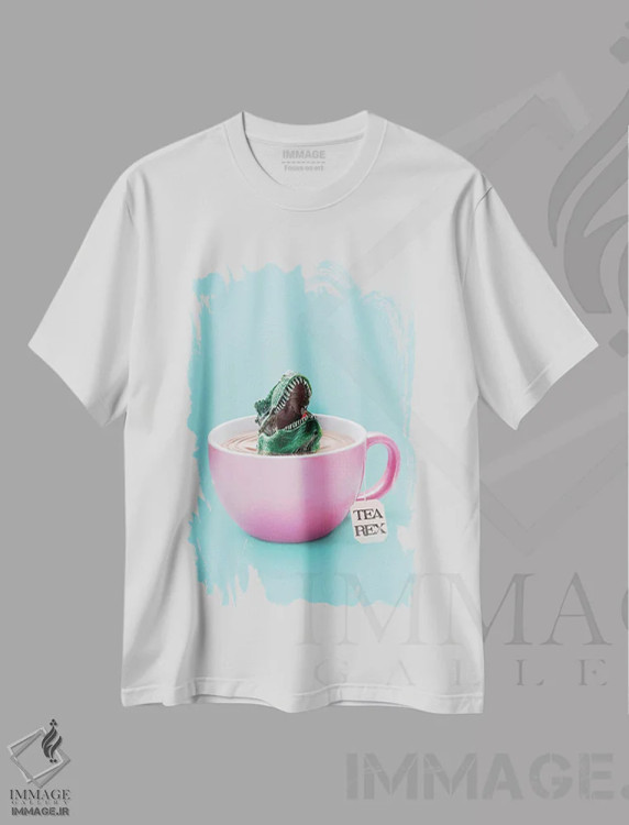 تیشرت سفید طرح دار – تیشرت طنز ,"چای تگز" اثر یوناس لوس immage.ir