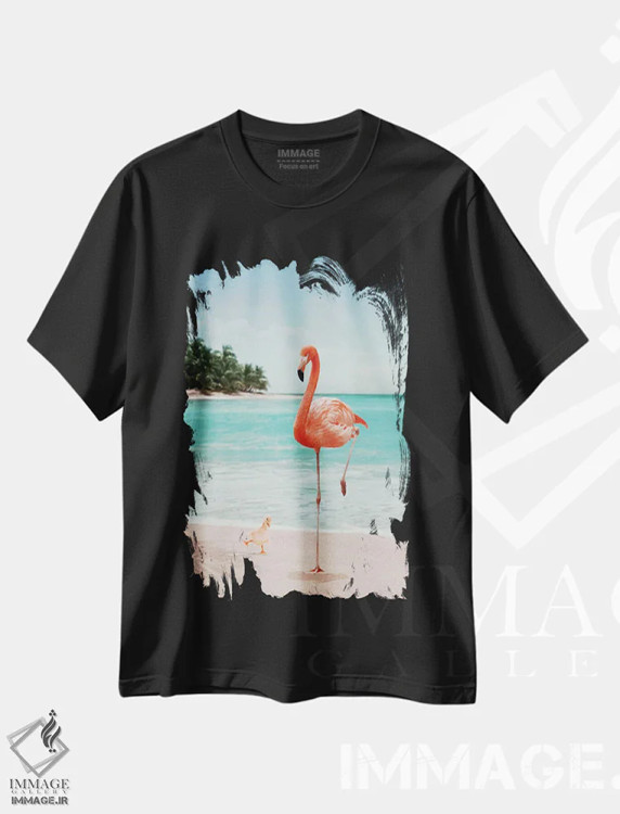 تیشرت مشکی طرح دار – تیشرت طنز ,"فلامینگویی که می خواهد باشد" اثر یوناس لوس immage.ir