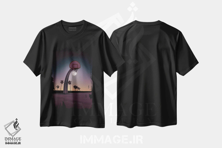 تیشرت مشکی طرح دار – تیشرت اسپرت ,"ماه سبدی" اثر یوناس لوس immage.ir