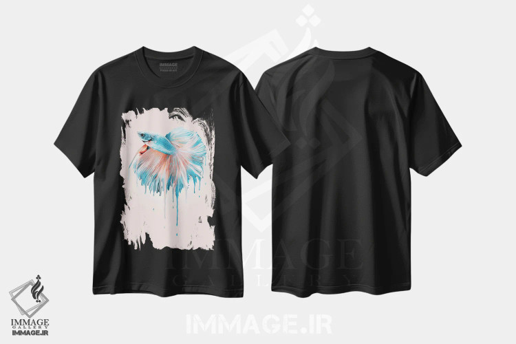 تیشرت مشکی طرح دار – تیشرت هنری ,"ماهی ذوب شونده" اثر یوناس لوس immage.ir