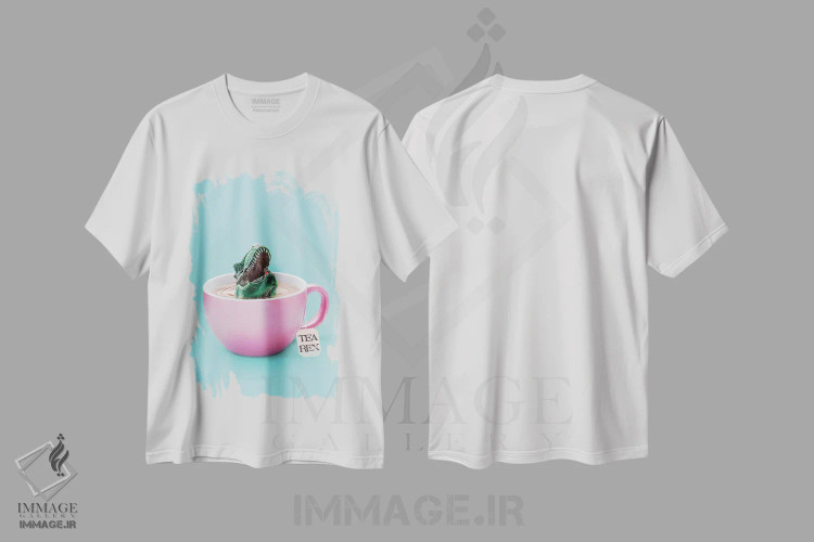 تیشرت سفید طرح دار – تیشرت طنز ,"چای تگز" اثر یوناس لوس immage.ir