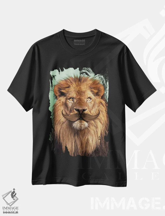 تیشرت مشکی طرح دار – تیشرت طنز ,"شیر ریش دار" اثر یوناس لوس فروشگاه ایماژ