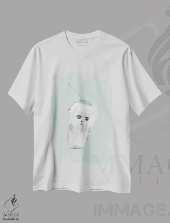 تیشرت سفید طرح دار – تیشرت فانتزی ,"شیک گربه ای" اثر یوناس لوس immage.ir