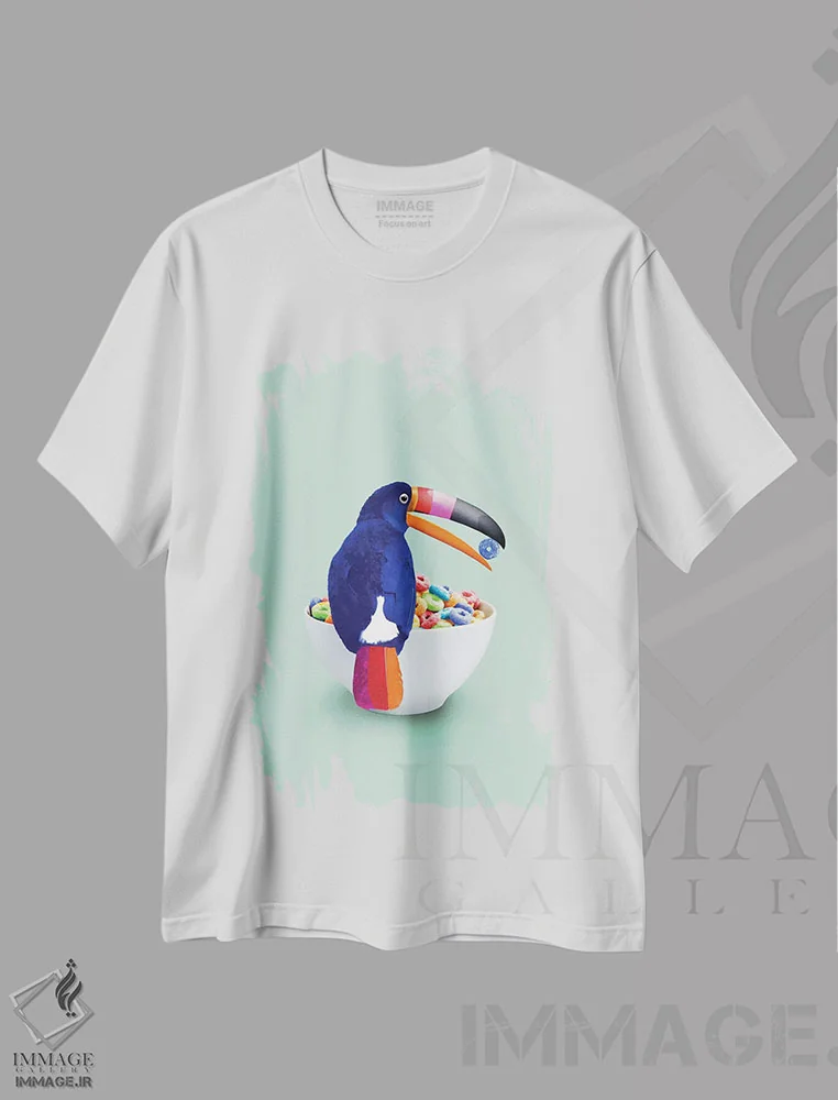 تیشرت سفید طرح دار – تیشرت پاپ آرت ,"توقان غلات" اثر یوناس لوس immage.ir