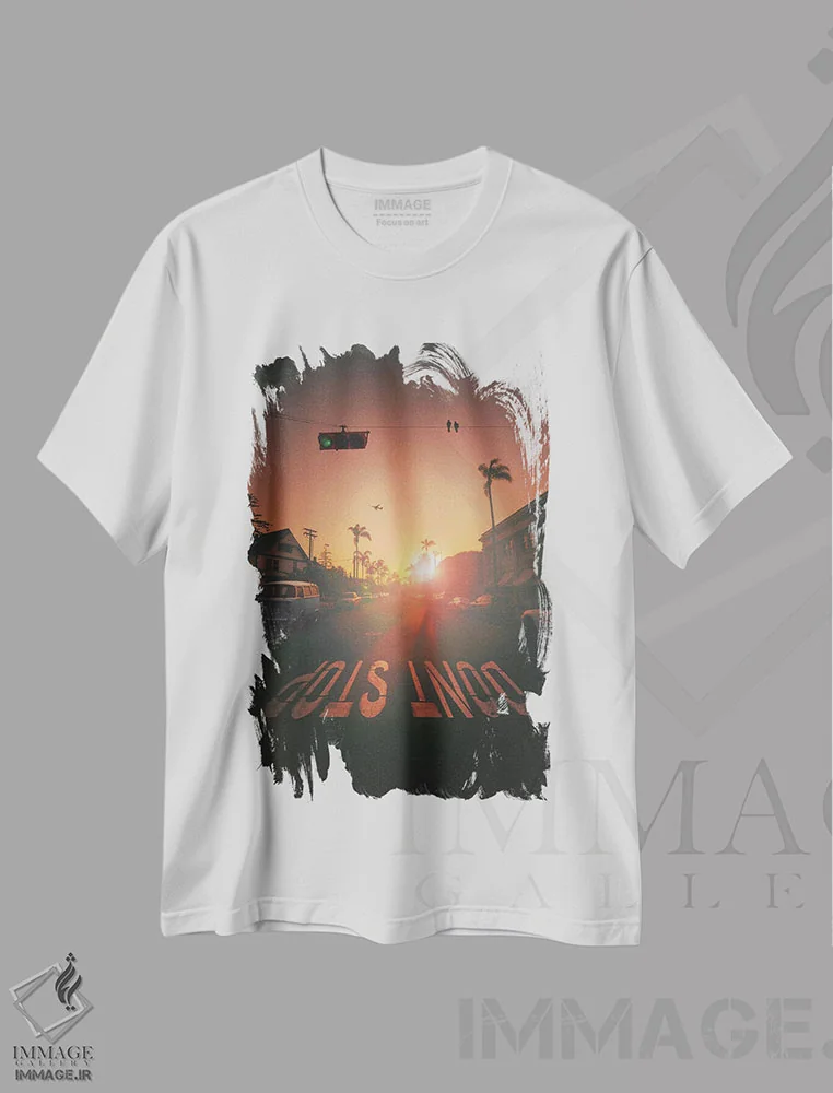 تیشرت سفید طرح دار – تیشرت انگیزشی ,"متوقف نشو" اثر یوناس لوس فروشگاه ایماژ