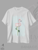 تیشرت سفید طرح دار – تیشرت هنری ,"گل فلامینگو" اثر یوناس لوس فروشگاه ایماژ