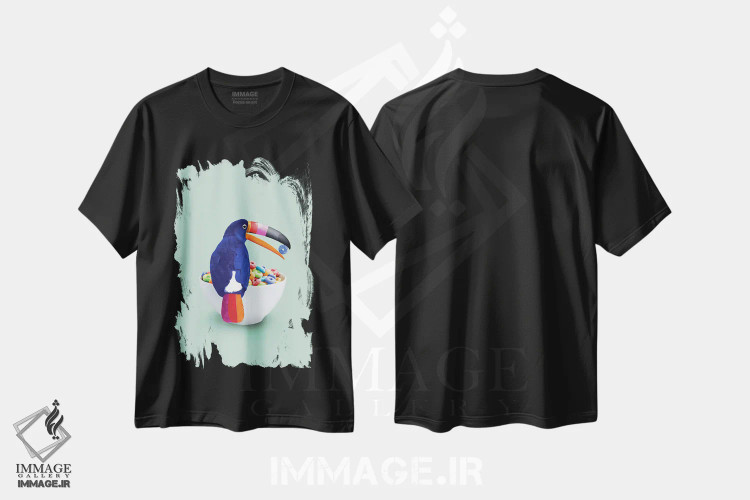 تیشرت مشکی طرح دار – تیشرت پاپ آرت ,"توقان غلات" اثر یوناس لوس فروشگاه ایماژ