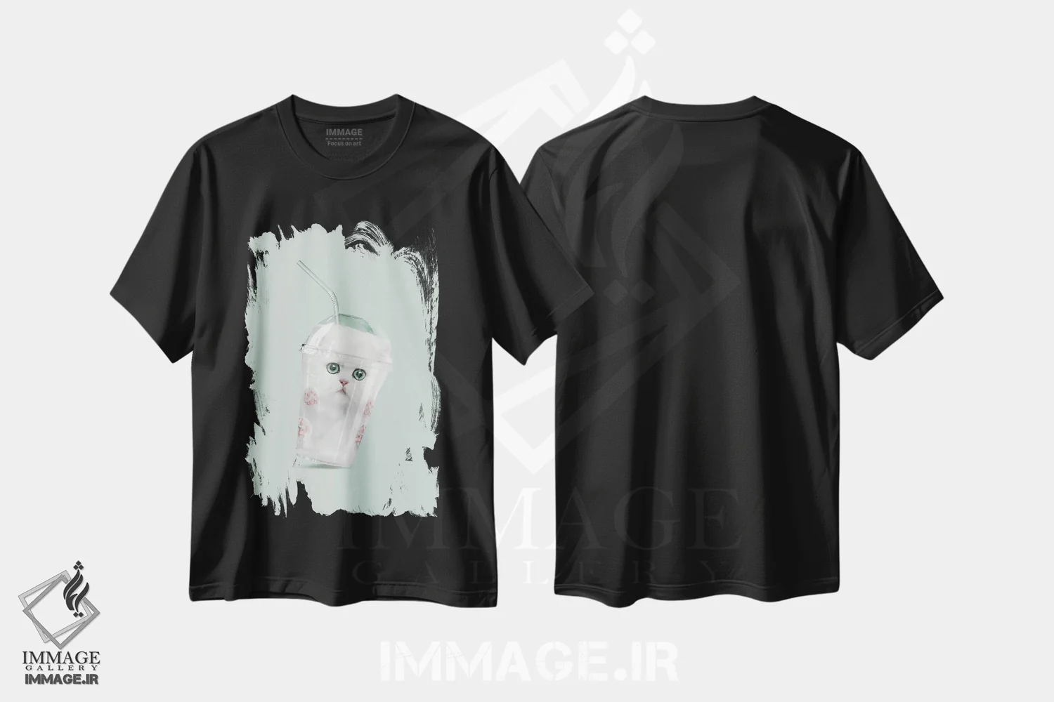 تیشرت مشکی طرح دار – تیشرت فانتزی ,"شیک گربه ای" اثر یوناس لوس فروشگاه ایماژ