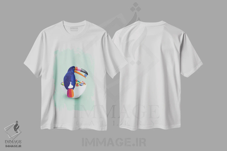 تیشرت سفید طرح دار – تیشرت پاپ آرت ,"توقان غلات" اثر یوناس لوس immage.ir
