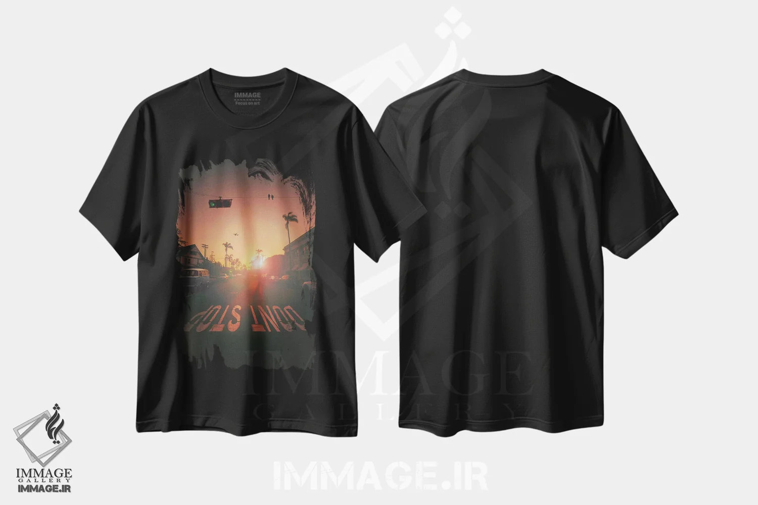 تیشرت مشکی طرح دار – تیشرت انگیزشی ,"متوقف نشو" اثر یوناس لوس immage.ir