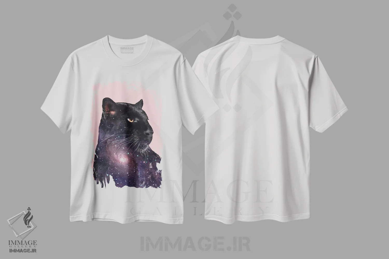 تیشرت سفید طرح دار – تیشرت کهکشانی ,"پلنگ کهکشانی" اثر یوناس لوس فروشگاه ایماژ