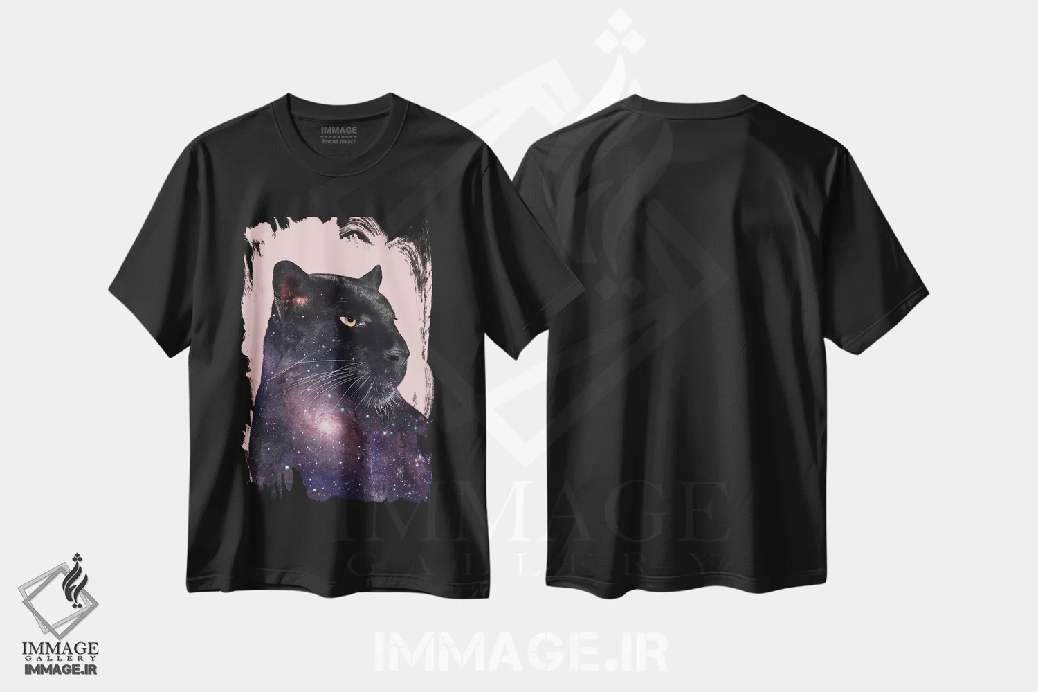تیشرت مشکی طرح دار – تیشرت کهکشانی ,"پلنگ کهکشانی" اثر یوناس لوس immage.ir