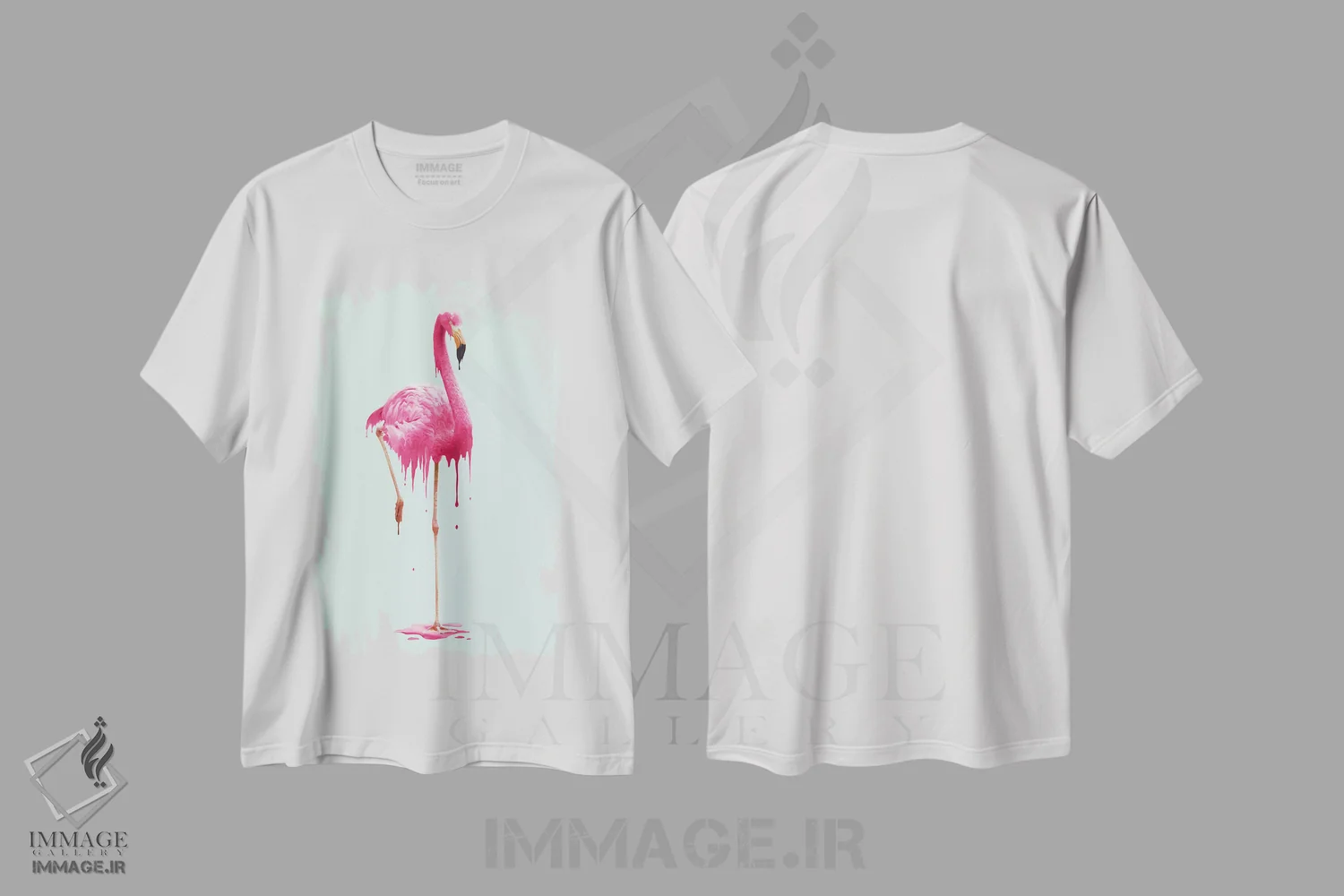 تیشرت سفید طرح دار – تیشرت حیوانات ,"فلامینگوی ذوب شونده" اثر یوناس لوس immage.ir