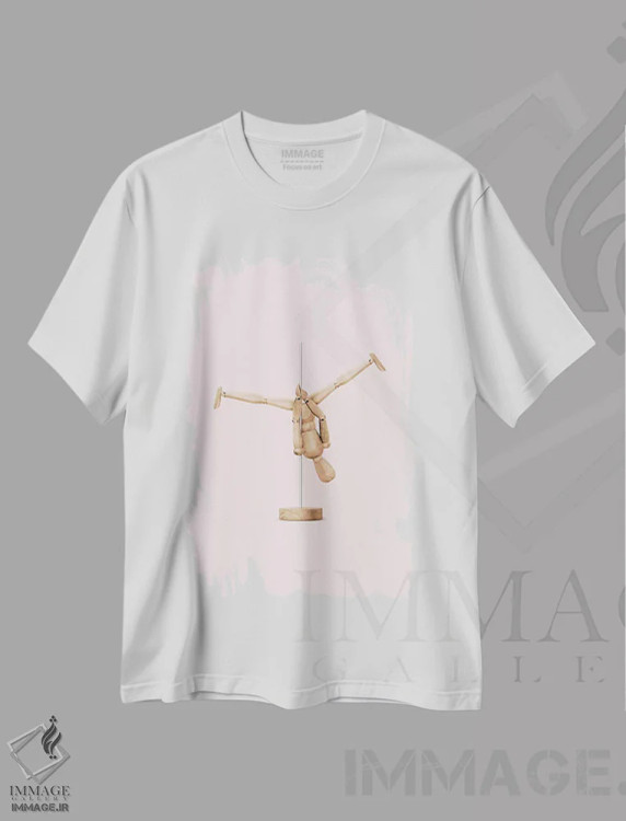 تیشرت سفید طرح دار – تیشرت هنری ,"مانکن رقص میله ای" اثر یوناس لوس immage.ir