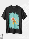 تیشرت مشکی طرح دار – تیشرت پاپ آرت ,"ماهی گلی سوشی" اثر یوناس لوس فروشگاه ایماژ