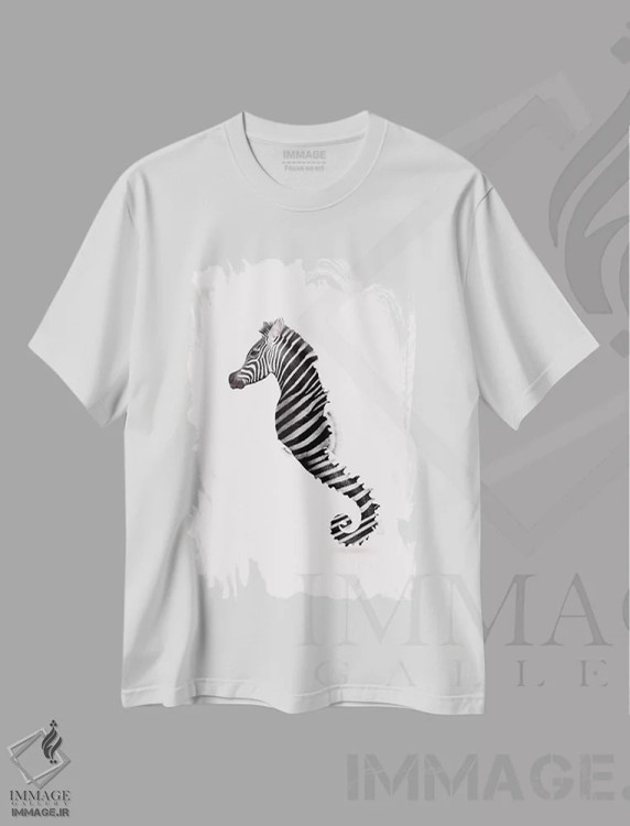 تیشرت سفید طرح دار – تیشرت حیوانات ,"اسب دریایی" اثر یوناس لوس فروشگاه ایماژ