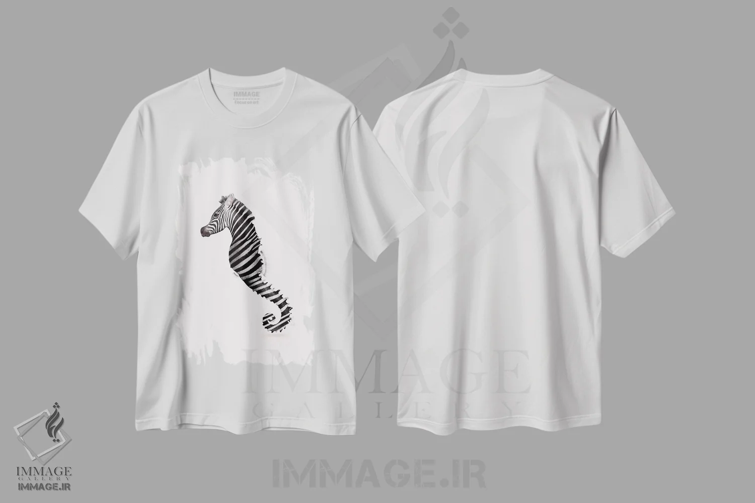 تیشرت سفید طرح دار – تیشرت حیوانات ,"اسب دریایی" اثر یوناس لوس فروشگاه ایماژ