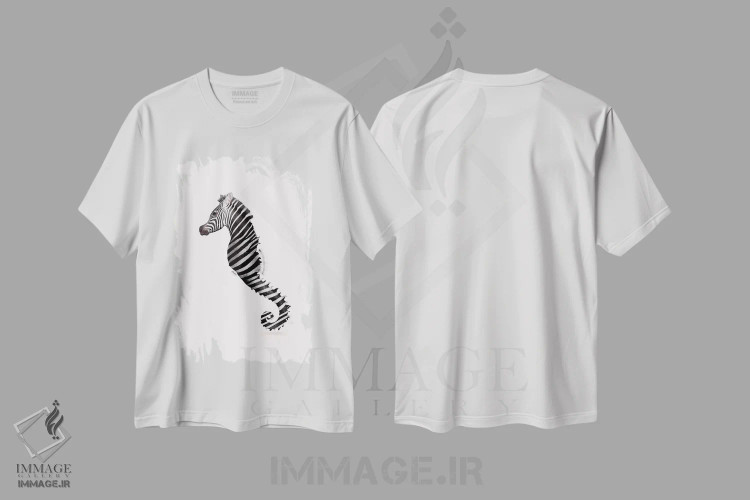 تیشرت سفید طرح دار – تیشرت حیوانات ,"اسب دریایی" اثر یوناس لوس فروشگاه ایماژ