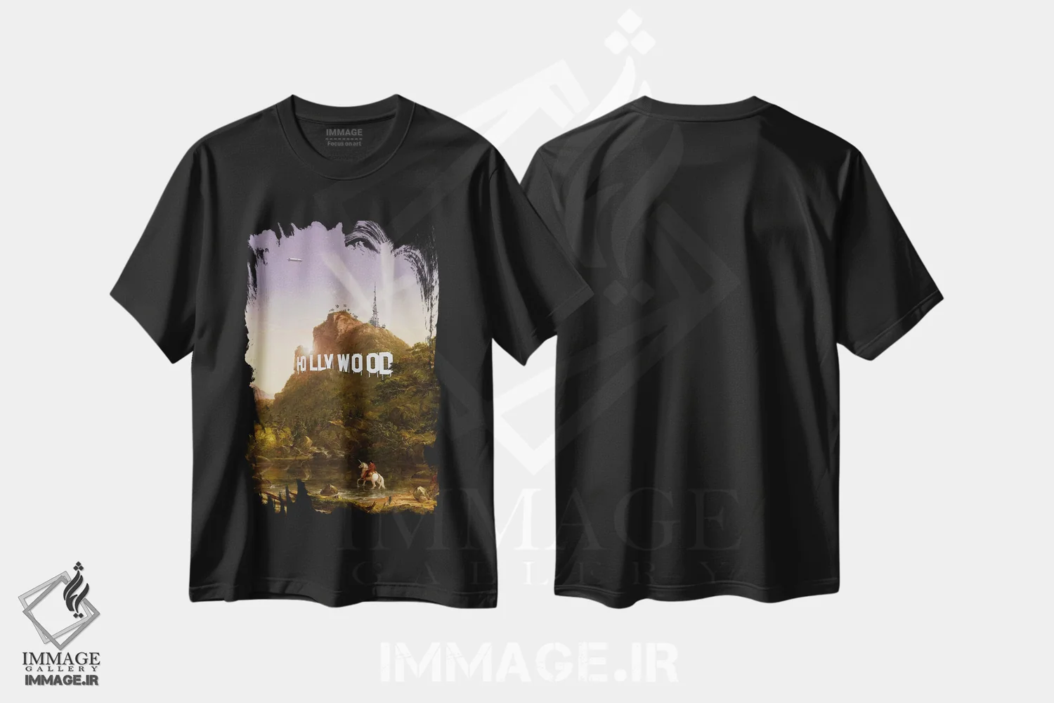 تیشرت مشکی طرح دار – تیشرت فانتزی ,"هالیوود" اثر یوناس لوس فروشگاه ایماژ