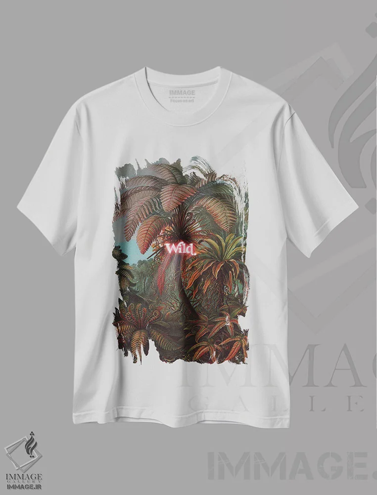 تیشرت سفید طرح دار – تیشرت فانتزی ,"وحشی" اثر یوناس لوس فروشگاه ایماژ