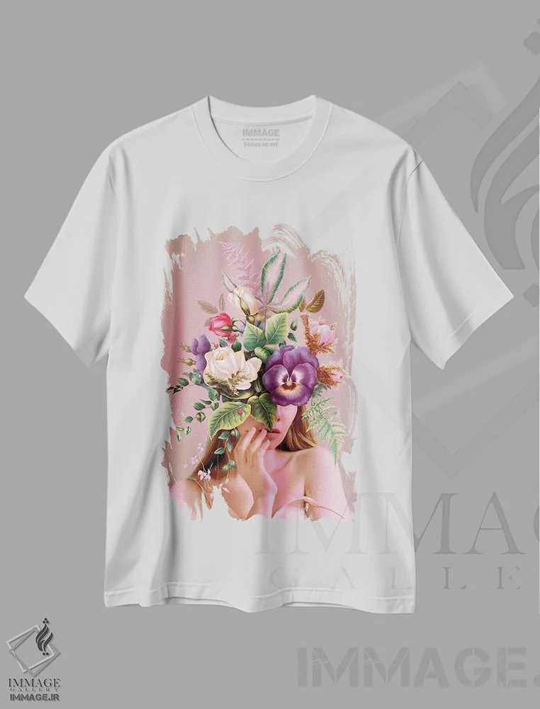 تیشرت سفید طرح دار – تیشرت گلدار ,"عشق شکوفا" اثر یوناس لوس immage.ir