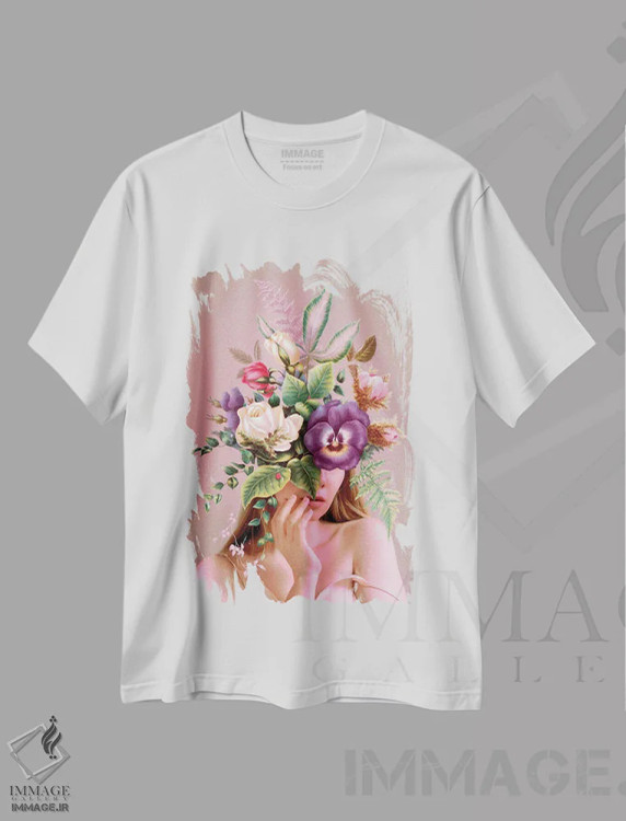 تیشرت سفید طرح دار – تیشرت گلدار ,"عشق شکوفا" اثر یوناس لوس immage.ir