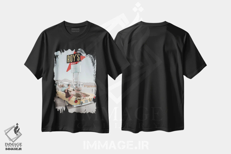تیشرت مشکی طرح دار – تیشرت وینتیج ,"شاهزاده خانم کالیفرنیا" اثر یوناس لوس immage.ir