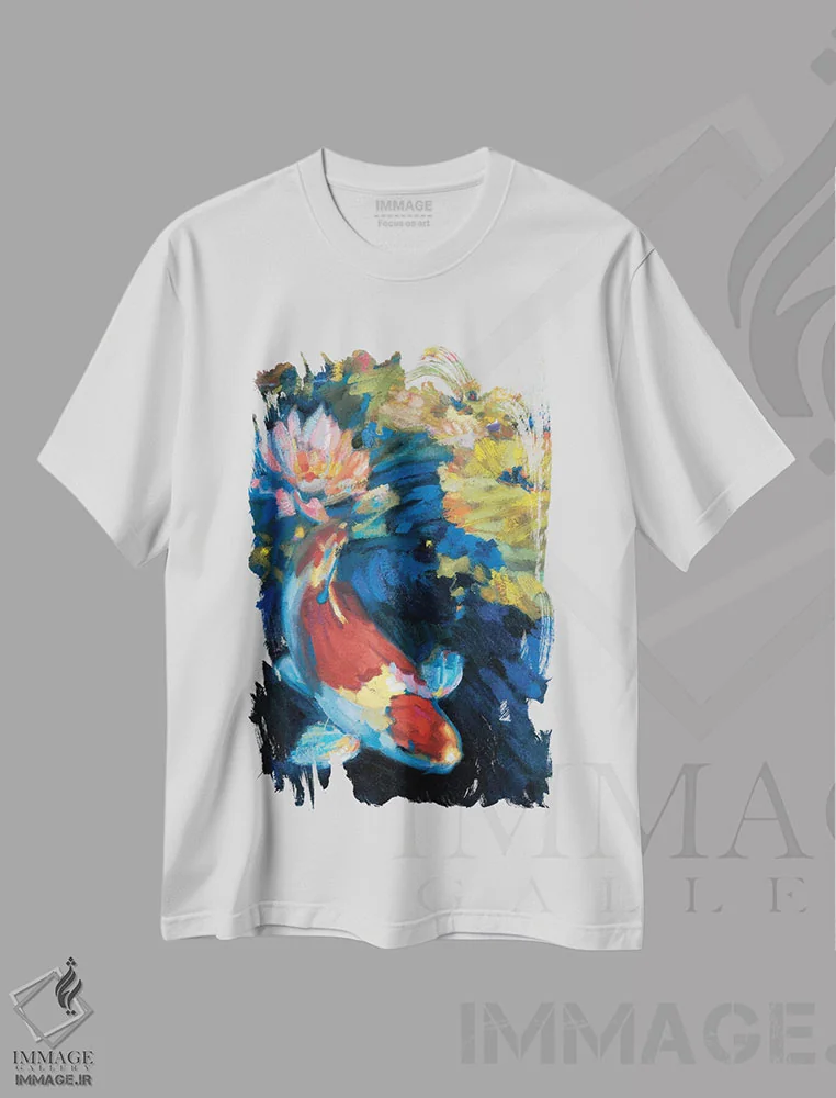 تیشرت سفید طرح دار – تیشرت هنری شرقی ,"آرامش آسیایی I" اثر لیف استلوند فروشگاه ایماژ