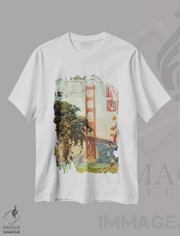 تیشرت سفید طرح دار – تیشرت وینتیج ,"سان فرانسیسکو، کالیفرنیا" اثر سندی لوید immage.ir